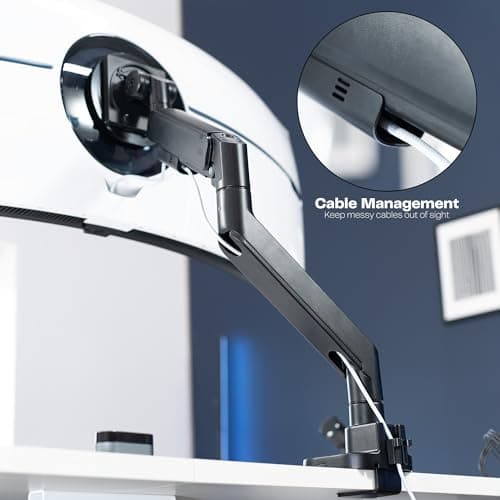 VIVO Heavy Duty Ultrawide Monitor Arm for 57 inch Screens up to 59.4 lbs, Desk Mount TV and Monitor Stand Designed for Samsung Odyssey Ark, Neo G9, ViewFinity S9, and More, Black, STAND-GT57 8