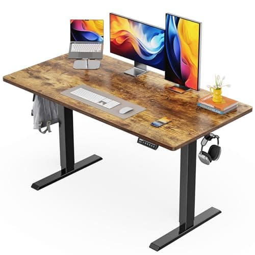 ErGear Electric Standing Desk, 48 x 24 inch Height Adjustable Sit Stand Up Desk, Computer Home Office Desk with 4 Memory Height Buttons, Two Pieces Desktop, Vintage Brown, EGESD110V