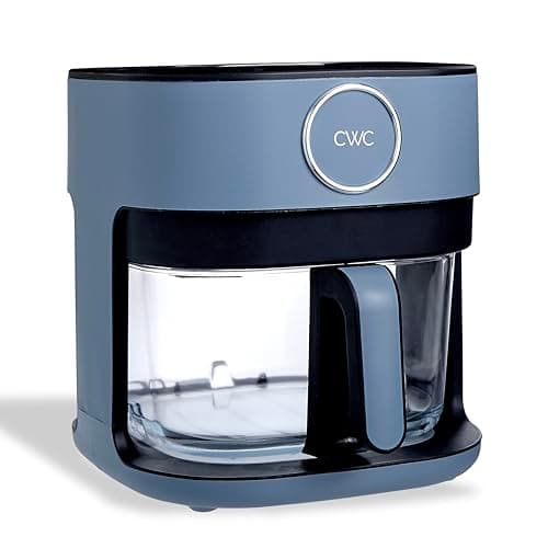 COOK WITH COLOR 1400W 5.5Qt Digital Kitchen Air Fryer with Glass Basket, 8 Presets Healthy Cooking Options, Bake, Fry, Reheat, 60-Min Timer, Adjustable Temperature Control 175°F–400°F, Slate Blue