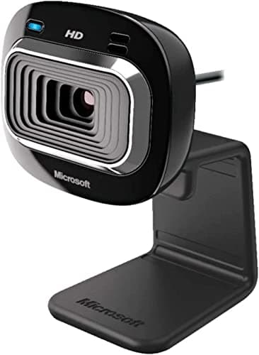 Microsoft LifeCam HD-3000 webcam with 720p video, built-in noise cancelling microphone, light correction, USB connectivity for Teams/Zoom