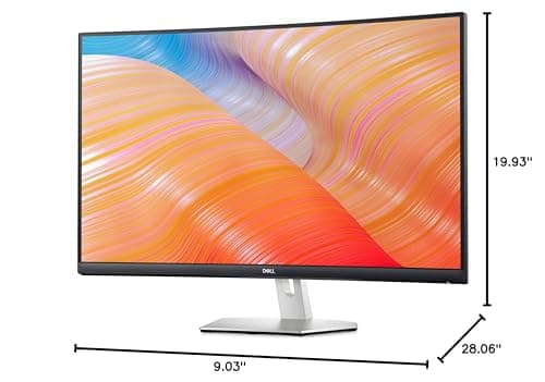 Dell S3222HN 32-inch FHD 1920 x 1080 at 75Hz Curved Monitor, 1800R Curvature, 3000:1 Contrast Ratio, 16:9 Aspect Ratio, 300 cd/m² Brightness, AMD FreeSync, 8ms Grey-to-Grey Response Time, HDMI 9