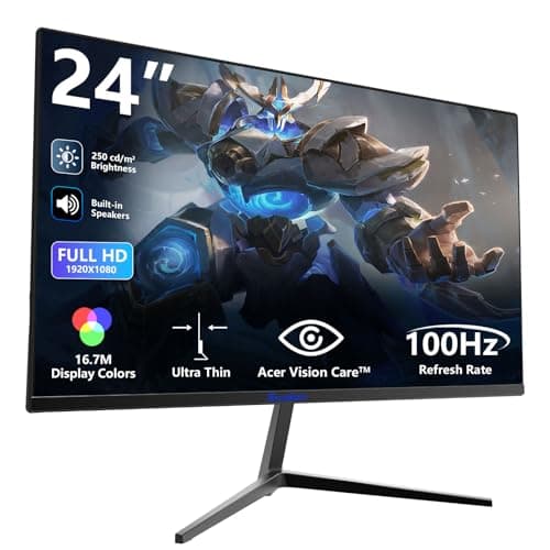 Sealan 24 inch Computer Gaming Monitor Built-in Speakers 100Hz Refresh Rate 16:9 Aspect Ratio Ergonomic Tilt & VESA Compatible - Home Office Sync FHD 1920x1080p Visual Experience for Work & Play