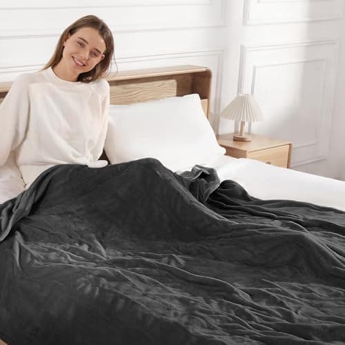 Electric Blanket King 100"x90" Fannel Heated Blanket King Size with 5 Heating Levels & 10 Hour Auto-Off, Dual Controls King Heated Blanket with ETL Certification, Even & Fast Heating（Charcoal Grey）