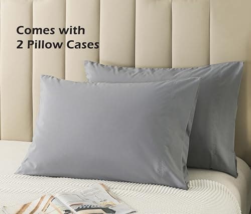 WhatsBedding Queen Size Pillowcases Set of 2, 20x30 Cotton Pillow Case with Envelope Closure, Soft & Breathable Pillow Covers for Bed, Grey 5