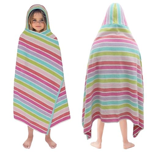 ORIGINAL KIDS Hooded Bath Towel Wrap - 100% Cotton Terry Large Oversized Hooded Kids Towel - Toddler Shower Pool Beach Towel - Super Soft Plush Absorbent Quick Dry Easy Care Gift - 30x60 - Pink Multi