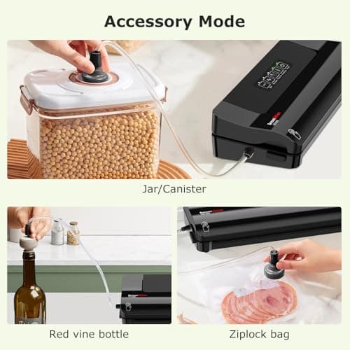 Bonsenkitchen Vacuum Sealer, Multi-Functional Food Sealer with 5 Vacuum Bags, Fast-Compact Design,External Vacuum System & Accessory Tube, Black 6