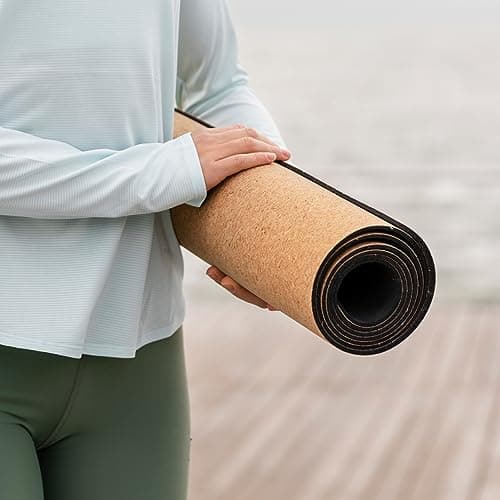 Cork Yoga Mat - 5mm Thick，Natural Organic Cork Sports Mat Environmental Protection TPE Anti Slip and Sweat-absorbing, Suitable for Yoga Pilates Meditation Outdoor Fitness(72-Inch x 24-Inch) 7