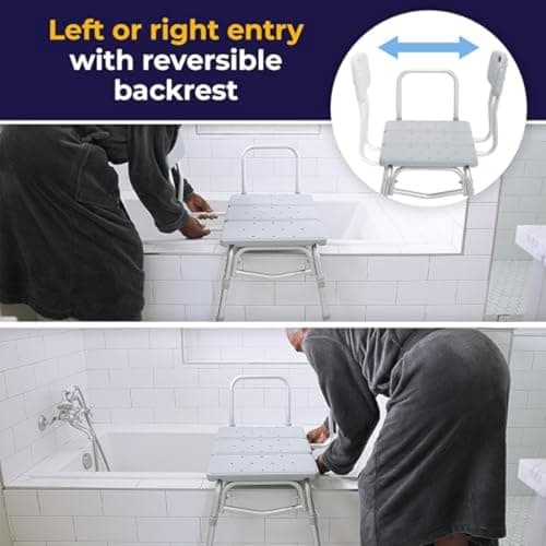 Drive Medical Tub Transfer Bench for Bathtub - Safer, Independent Bathing Aid - Height Adjustable Bench - Sturdy Aluminum Construction - Comfortable Backrest Support - 350 Lb Capacity 7