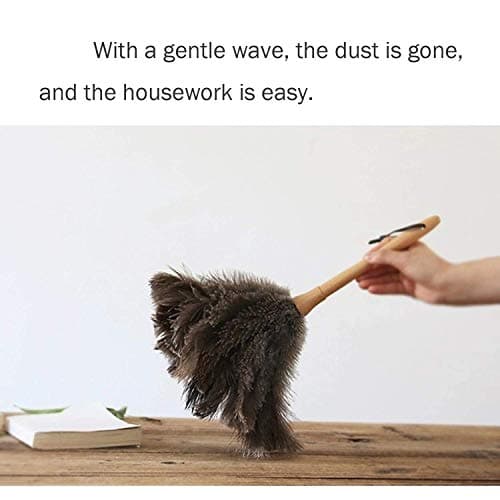 Feather Dusters for Cleaning, Feather Duster Ddzmz Fluffy Natural Genuine Ostrich Feathers and Reusable Wooden Long Handle Large Ostrich Feather Duster Cleaning for Housewife Brown Length 24" 1Pack 6