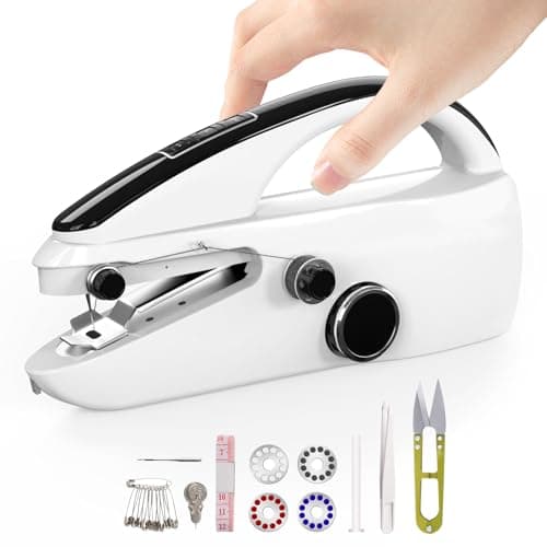 Handheld Sewing Machine,Two dear,Mini sewing machine,Easy to Use and Fast Stitch Suitable for Clothes,Fabrics, DIY Home Travel Electric Handheld Sewing Machine.Black