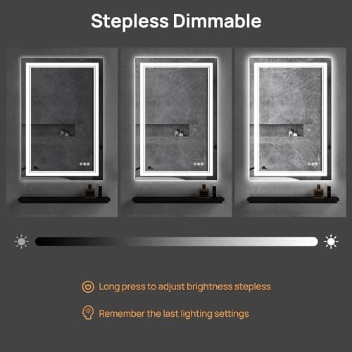 ENJOYBASICS 36"x24" LED Bathroom Mirror with Front and Backlit, Vanity Mirror with Stepless Dimmable Double Lights, Large Wall Mirror, Anti-Fog, Memory, Colors Adjustable (Horizontal/Vertical) 5