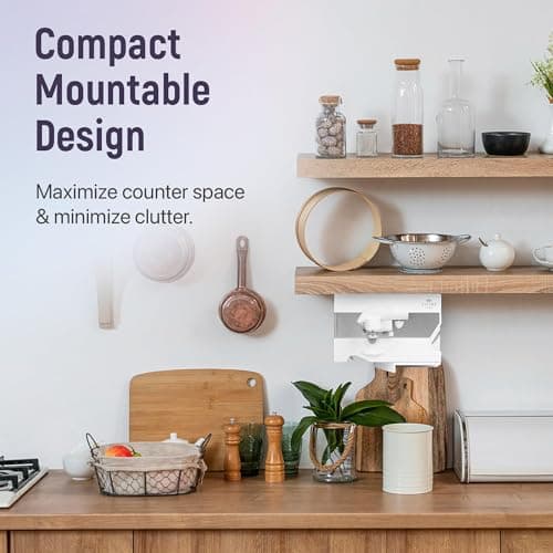 Elitra Home Electric Can Opener - 4 in 1 Under the Cabinet Mounted Can Opener, Blade Sharpener, Bottle Opener, Mounting Bracket for Seniors with Arthritis - Elitra Home (White) 5