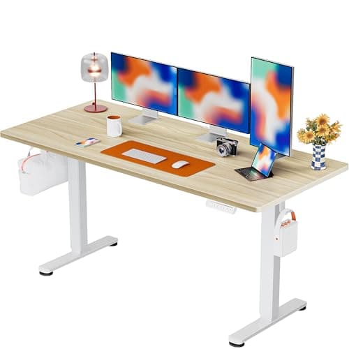 Ergear Height Adjustable Electric Standing Desk, 63x 28 Inches Sit Stand up Desk, Large Memory Computer Home Office Desk (Natural) (EGESD7N)