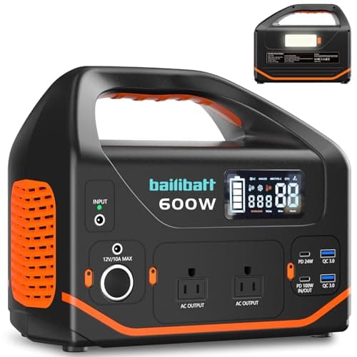 Portable Power Station 600W 293Wh Camping Lithium Battery, Portable Generator for Home Use Emergency Power Station Backup Travel Outdoor 100W PD & 110V Pure Sine Wave AC Outlet
