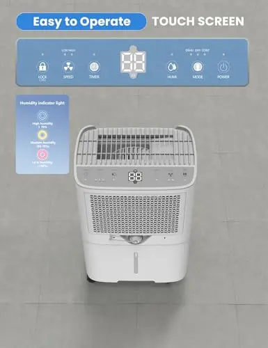 70 Pint Energy Star Dehumidifier, 4,500 Sq. Ft Quiet Smart Dehumidifier with Drain Hose, Auto Defrost, Humidity Control for Basement, Bedroom, Bathroom, Living Room & More Areas 6
