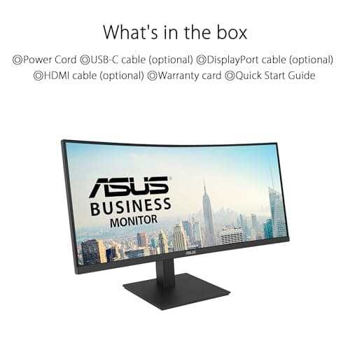 ASUS 34” Ultrawide Curved USB-C Docking Monitor (VA34VCPSN) - 21:9 QHD (3440 x 1440), 1500R Curvature, 100Hz, Adaptive Sync, USB Hub, RJ45, Eye Care, Frameless, VESA Wall Mountable, Height Adjustable 7