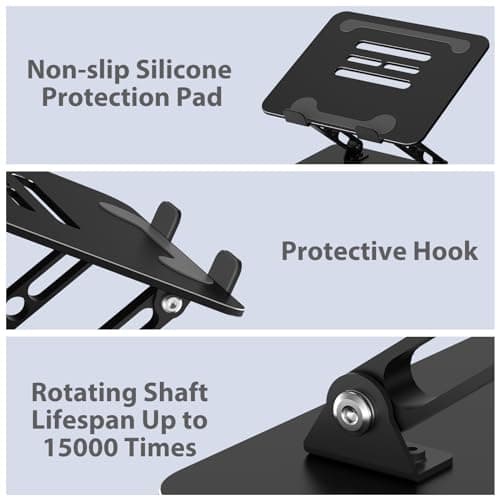 Gogoonike Adjustable Laptop Stand for Desk, Metal Foldable Laptop Riser Holder, Portable Desktop Book Stands, Ventilated Cooling Computer Notebook Stand Compatible with 10-15.6” Laptops 6