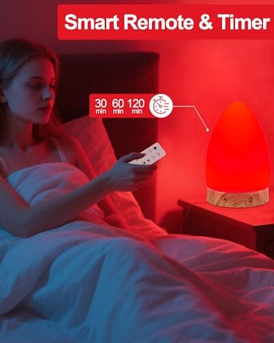 Red Light Night Light Lamp for Sleep, Red Nightlight Desk Lamp with 670nm Wavelength Multi-Color and Brightness Options Remote Control USB Charging Elegant Design 8
