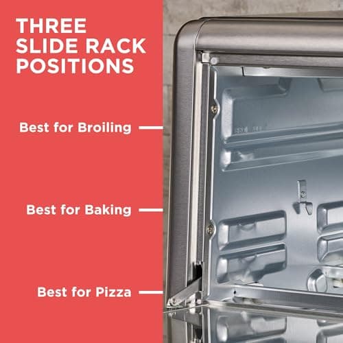 BLACK+DECKER TO3250XSBD 8-Slice Extra Wide Convection Countertop Toaster Oven, Includes Bake Pan, Broil Rack & Toasting Rack, Stainless Steel/Black 9