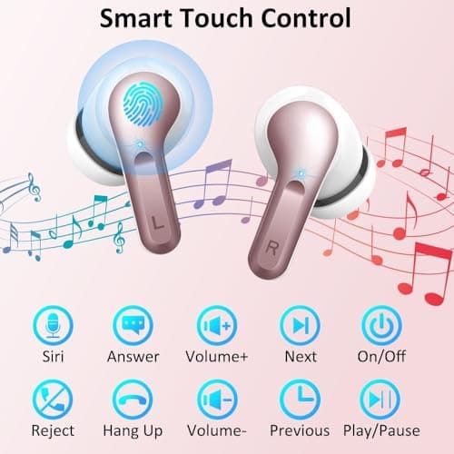 Wireless Earbuds, Bluetooth 5.3 Headphones 2025 NEW Ear Buds 40H Bass Stereo in-Ear Earphones ENC Noise Cancelling Earbuds with 4 HD Mic, USB-C LED Display IP7 Waterproof Sport Headset for Android iOS 7