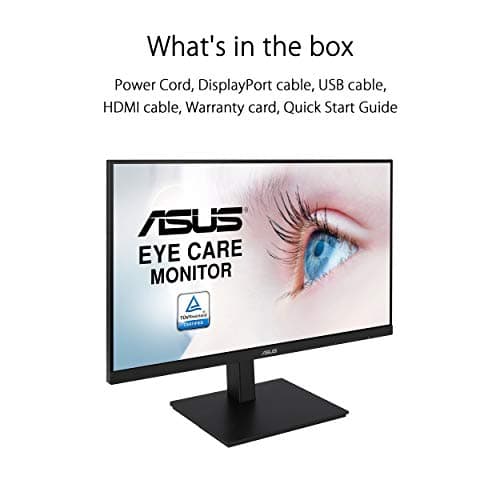 ASUS VA27DQSB 27” Monitor, 1080P Full HD, 75Hz, IPS, Adaptive-Sync, Eye Care, HDMI DisplayPort VGA USB Hub, Frameless, Ergonomic Design, VESA Wall Mountable,Black 6