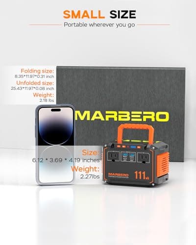 MARBERO 150W Peak Solar Generator with 30W Solar Panel 111Wh Camping Portable Power Station 110V Power Bank with AC Outlet(2*USB A, 2*USB C, 2*AC) for Outdoor Travel Home Blackout Emergency Hurricane 5