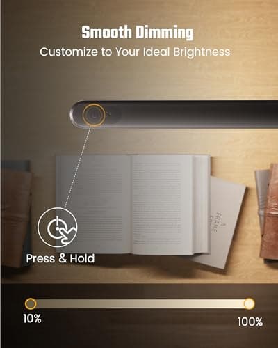 SUPERDANNY Eye-Caring LED Desk Lamp 360° Flexible Gooseneck Work Lamp with Desk Side Clamp Touch Control 3 Light Colors Smooth Dimming Task Lighting Reading Light for Home Office College Dorm, Black 6