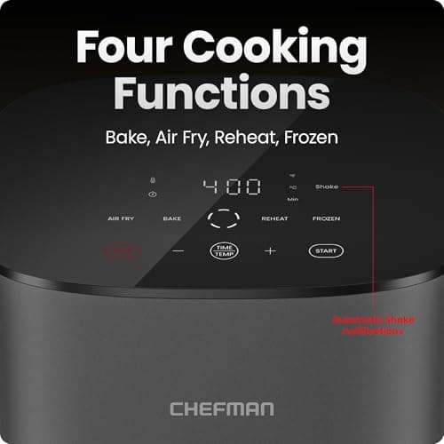 Chefman TurboX 4-in-1 Air Fryer, 5-Quart Airfryer for Extra Crispy Chicken, Fries, Wings, and More, Air Fry, Bake, Reheat, and Frozen Functions, Digital Touch Controls, Dishwasher Safe - Gray 5