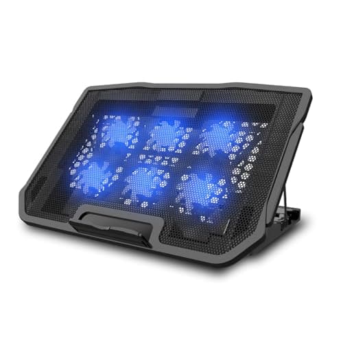 Adjustable Laptop Stand with 6 Quiet Cooling Fans, Upgraded Laptop Cooler Cooling Pad, Aluminum Laptop Stand for Desk Foldable, Ergonomic Computer Notebook Stand Holder for All Laptops and Notebook