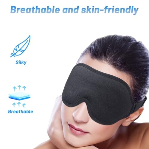 Sleep Eye Mask for Men Women, Lash Extensions 3D Sleeping Mask, Travel Blackout Night Blindfold Eye Shade Cover with Adjustable Strap (Black-3D) 7