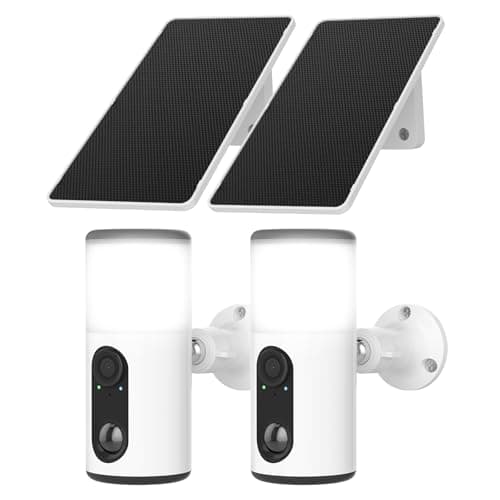 ANRAN Solar Security Cameras Wireless Outdoor with Light,2K Porch Floodlight Camera with Color Night Vision & AI Motion Detection,2-Way Talk Spotlight Siren Alarm,Compatible with Alexa,2PCS