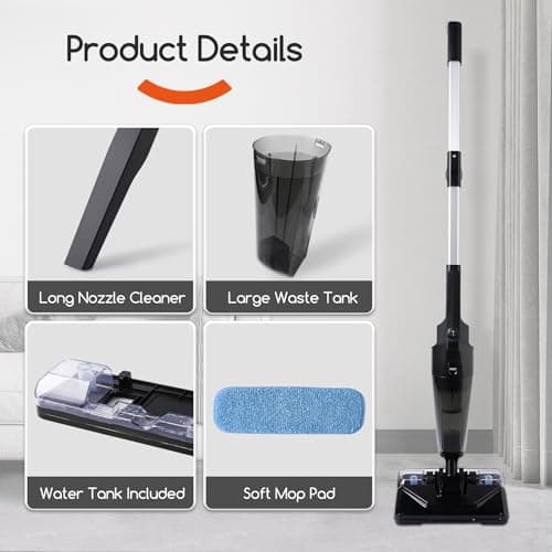 REECOO Stick Vacuum Cleaner with 3 Mop Pads Electirc Mop 600W 18kpa Powerful Suction Corded Upright Vacuum Lightweight Electric mop for Tile Hardwood Floor,Marble Cleaning 7