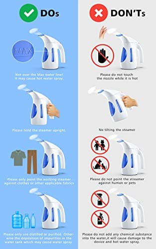HiLIFE Steamer for Clothes, Portable Handheld Clothing Steamer, 240ml Big Capacity, 700W, Strong Power, Fabric Quick Wrinkle Remover with Brush for Home, Office, Travel (ONLY 120V) -Blue 7
