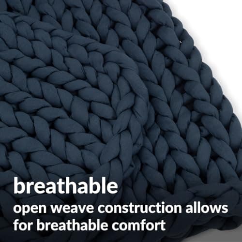 Nuzzie Original Knit Weighted Blanket - Breathable, Cooling, Hand Made Knit Throw Blanket for Sleep - Machine Washable, Stylish Design (Dusty Blue, Queen | 22lbs | 60"x80") 6