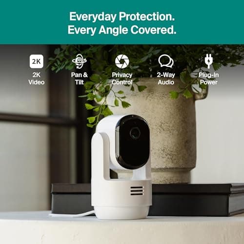 Arlo Essential Indoor Pan Tilt Security Camera 2K (2025 Release) + 6 Months of Secure Plus Plan - Wired Plug-in Power, Person Recognition, Animal Detection, Auto Motion Tracking, 1 Cam, White 5