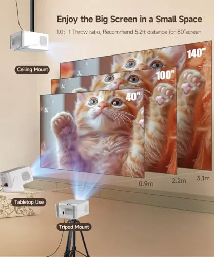 Smart Projector with 4K 8K Support, Mini Projector with Wifi6 and Bluetooth5.4, 600 ANSI, Auto Focus & Obstacle Avoidance 1080P Portable Movie Proyector for Home Outdoor, Magcubic HY350Max 7