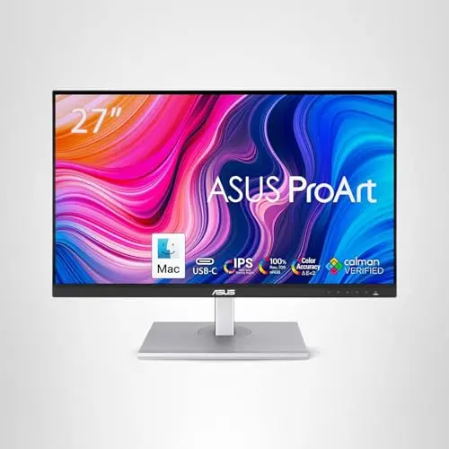 ASUS ProArt Display 27" Monitor PA278CV - WQHD (2560 x 1440), IPS, 100% sRGB, 100% Rec. 709, ΔE < 2, Calman Verified, USB Hub, USB-C, DisplayPort Daisy-Chaining, HDMI, Eye Care, Height Adjustable 18