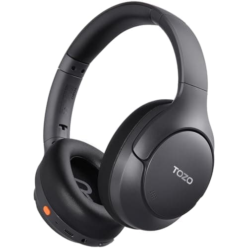 TOZO HT3 Hybrid Noise Cancelling Headphones, 90H Battery Life Wireless Over Ear Bluetooth 6.0 Foldable Headset, AI Voice Assistant with 5 Mics, Connect 2 Devices and Hi-Res Sound, 32 EQ Audio Presets