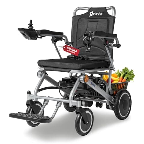 Aotedor Electric Wheelchair for Adults, 500W Motor All-Terrain Foldable Power Motorized Wheelchairs, Airline Approved Portable Travel Wheelchair with 15 Miles Long Range Lithium Battery
