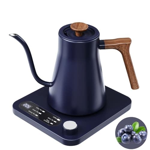 Gooseneck Electric Kettle - 1200W Quick Boil, Temp Control with 5 Presets & ±5℉ Adjustment, Accurate Pouring, 24oz Small Pour Over Coffee & Tea Kettle, 2H Auto Keep Warm, Stainless Steel, Blue