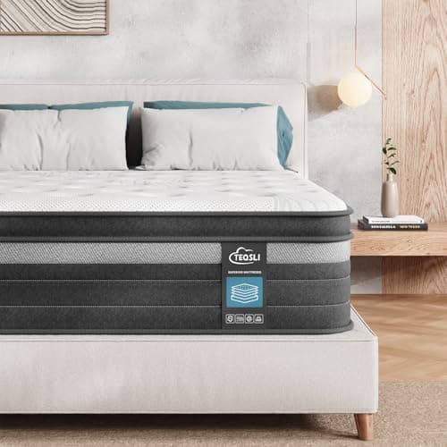 TeQsli Queen Size Mattress 10 Inch, Gel Memory Foam & Pocket Springs Queen Hybrid Mattress in a Box for Back Pain Relief & Motion Isolation, CertiPUR-US Certified, 10-Year Support