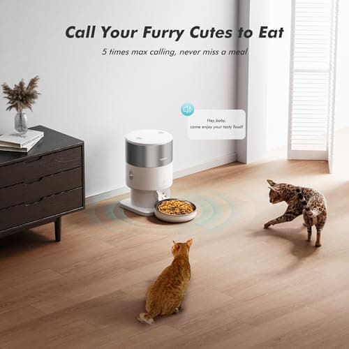 Automatic Cat Feeder - 5G WiFi Auto Cat Food Dispenser with Stainless Steel Food Storage, 1-6 Meals Per Day, 1-16 Portion, Voice Recording, Auto Pet Feeder with App for Cats&Small Dogs 7