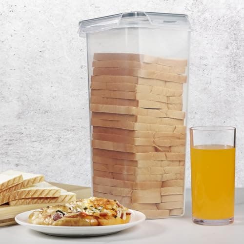 Tiawudi 2 Pack Bread Box, Plastic Bread Container, Bread Storage for Kitchen Counter, Bread Keeper with Airtight Lid, Tall Bread Saver, Sandwich Bread Holder, 5.6 Qt / 5.3L Each 6