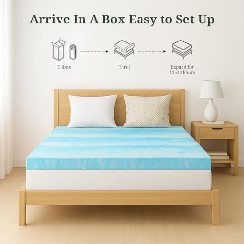 Memory Foam Mattress Topper Twin XL - 3 Inch Gel Infused Bed Toppers, Pressure Relief Mattress Pad for Dorm Room, CertiPUR-US Certified 7