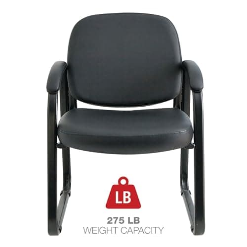 Alera Genaro Series Faux Leather Half-Back sled Base Guest Chair, 25" x 24.80" x 33.66", Black seat, Black Back, Black Base 7