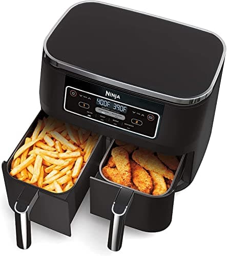 Ninja DZ100 Foodi 4-in-1, 8-qt., 2-Basket Air Fryer with DualZone Technology (Renewed), DZ100 8-qt BLACK 8