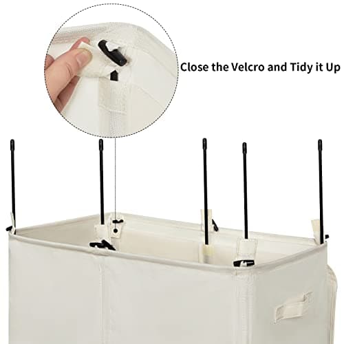 WOWLIVE 154L Double Laundry Hamper with Lid and Removable Laundry Bags, Large Dirty Clothes Hamper 2 section Collapsible Laundry Basket Dorm Room Storage for Bedroom, Bathroom, College,Beige 7