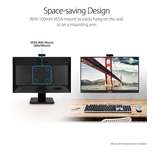 ASUS BE24EQK 24” Business Monitor with 1080P Full HD IPS, Eye Care, DisplayPort HDMI, Frameless, Built-in Adjustable 2MP Webcam, Mic Array, Stereo Speaker, Video Conference,Black 7