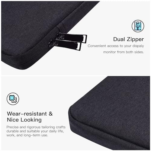 15.6-16.1 Inch Portable Monitor Sleeve Case for CAPERAVE KYY MNN VILVA InnoView ZSCMALLS QQH FANGOR HONGO CNBANAN ViewSonic, ASUS ZenScreen ACER Laptop External Display Travel Carrying Bag 5