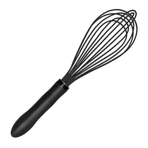 TEEVEA Silicone Whisk Stainless Steel Heat Resistant Non Scratch Kitchen Cooking Utensil for Blending Whisking Beating Frothing Stirring 11 Inch Black 7